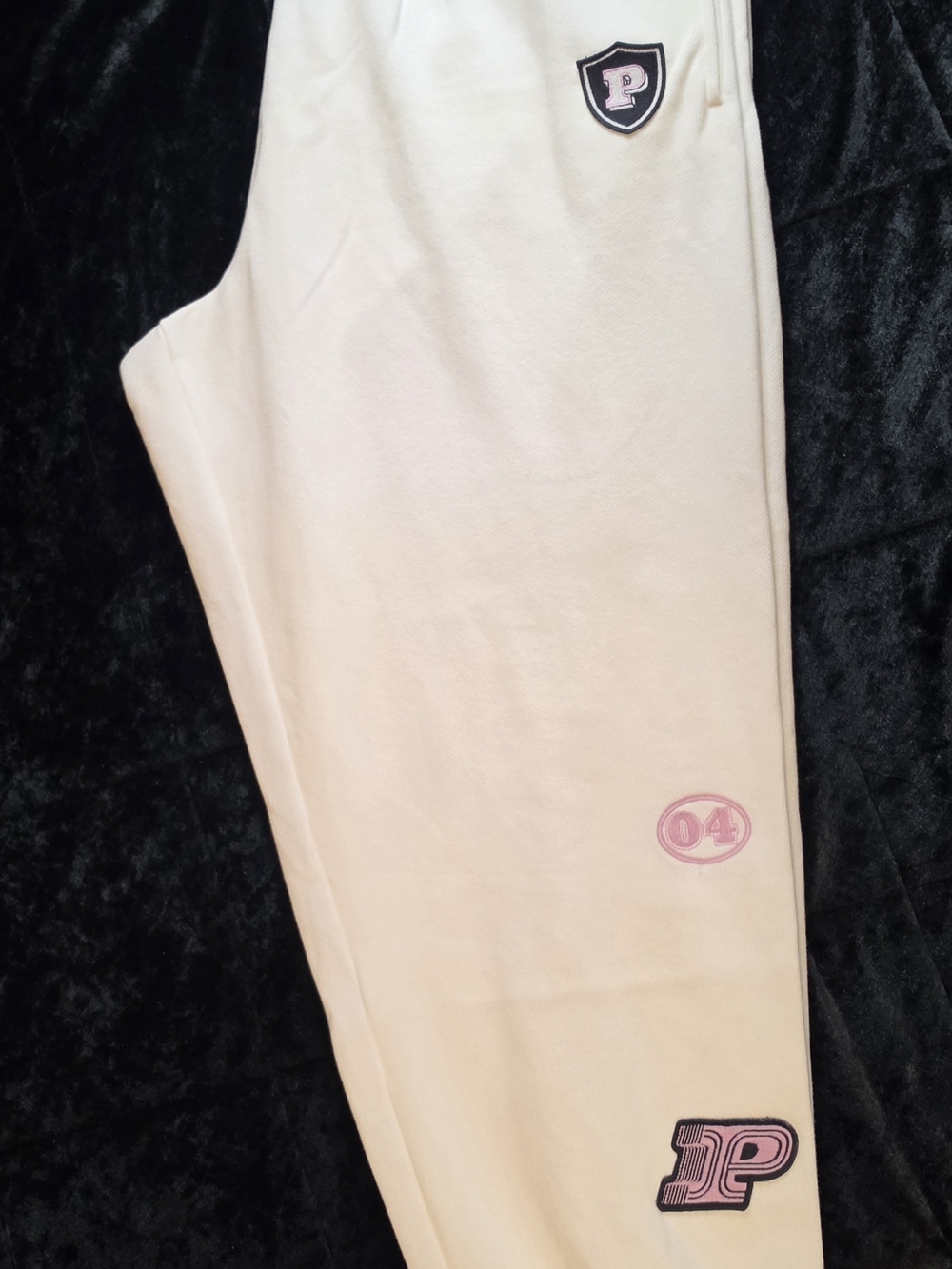 PINK White Jogger Pants with Pink Racing Logo
